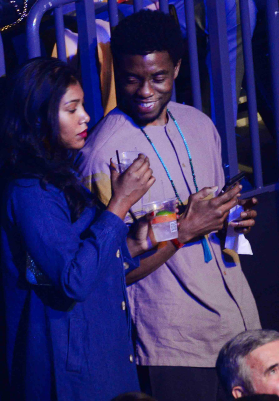 Chadwick Boseman at the Mayweather /McGregor fight at the T-Mobile Arena in Las Vegas. Nv