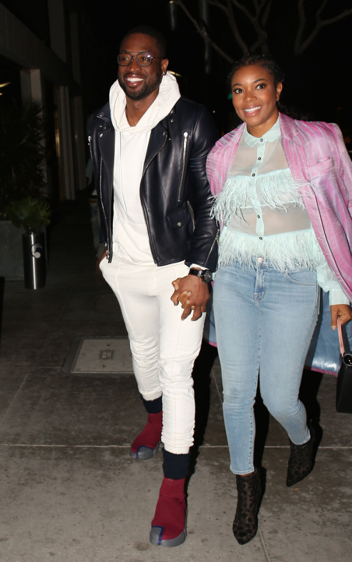 Dwyane wade and wife Gabrielle union. arrives to mastros to celebrate black history. with eddie murphy, kevin hart, chris rock, chris tucker and dave chapelle