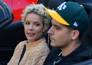 Singer Halsey real name Ashley Nicolette Frangipane and her boy friend Rapper G-Eazy (Gerald Earl Gillum) are spooted as they cruise around town in his Ferrari inluding a trip to IVX Karat Jewelers in Beverly Hills, Ca