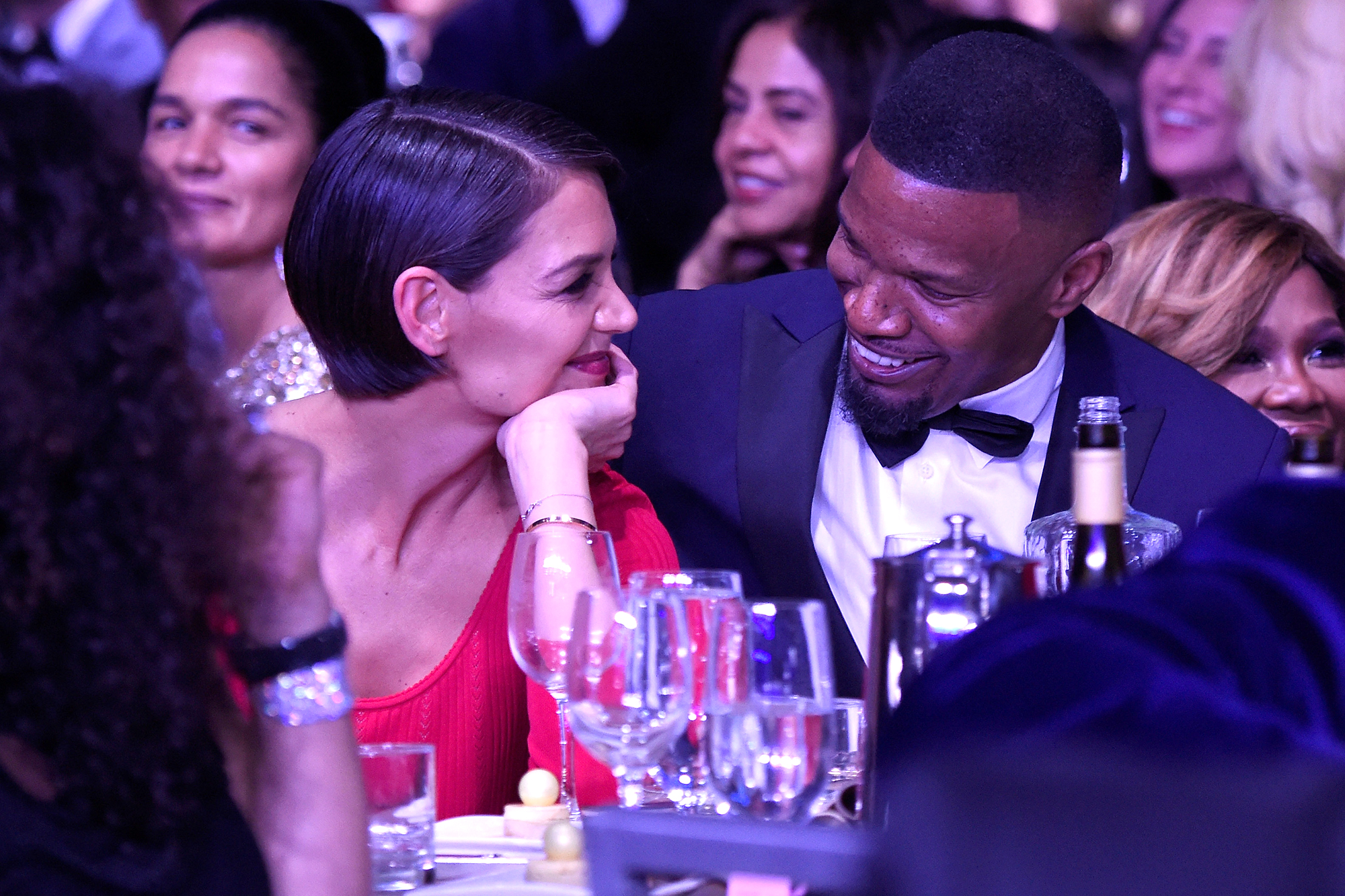 Katie Holmes and Jamie Foxx at the Clive Davis and Recording Academy Pre-Grammy Gala