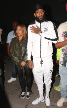 Rapper Nipsey Hussle and Lauren London. Arrive at the nice guy to celebrate nipsey new album.