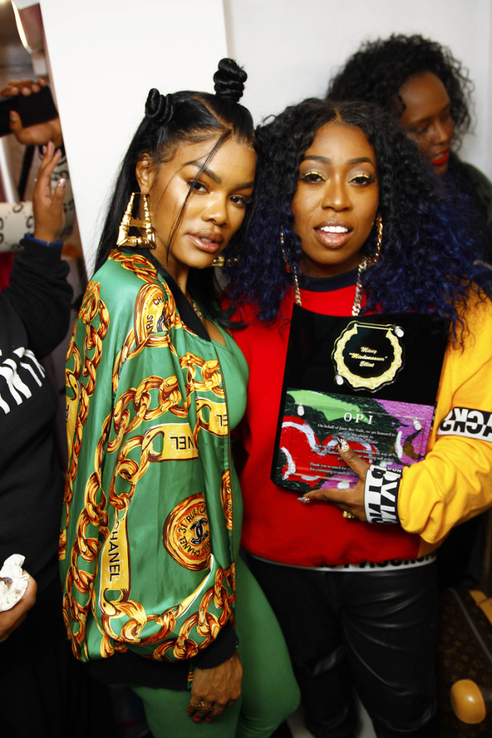 Missy Elliott Teyana Taylor celebrates the grand opening of "Junie Bee Nails" with celeb friends in NYC