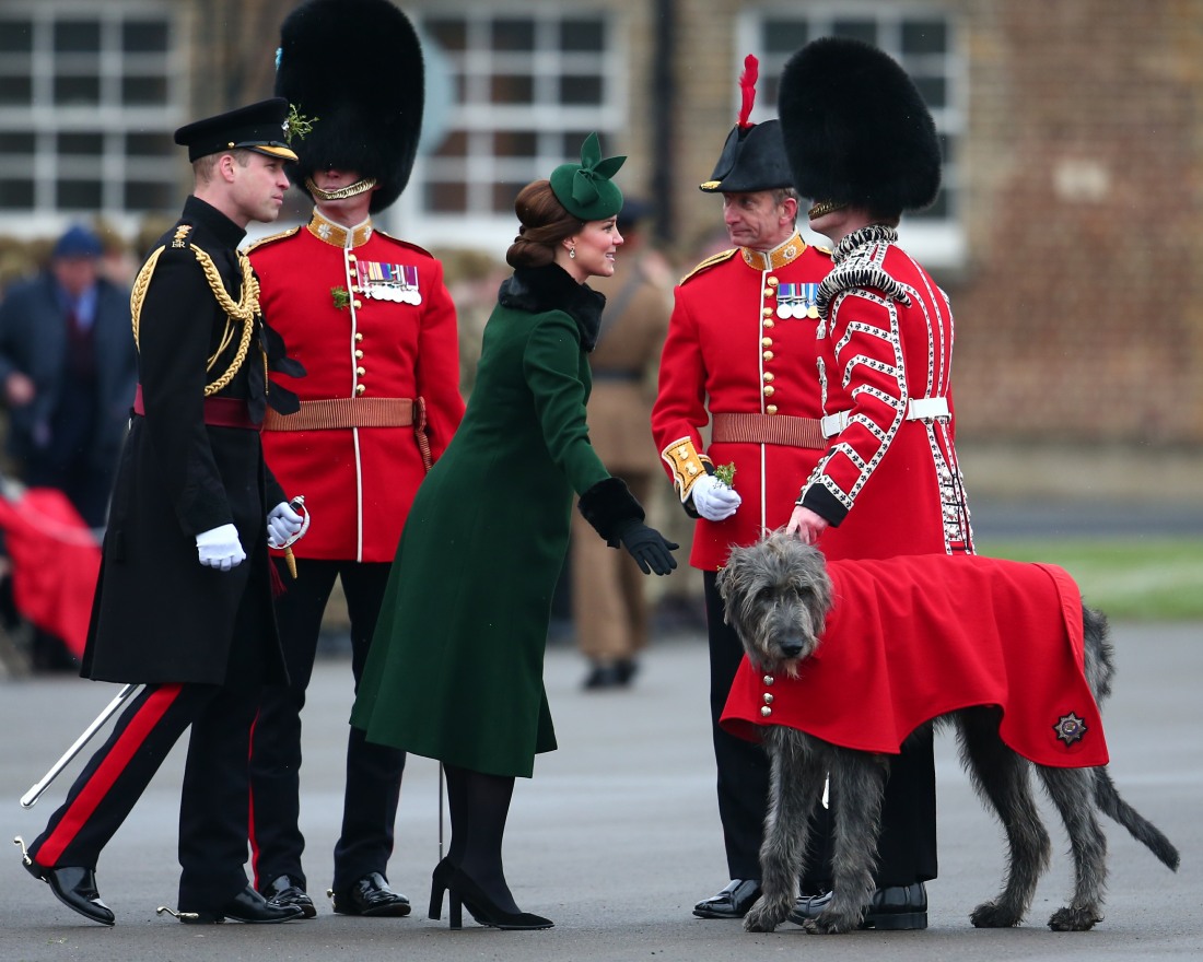 The Duke and Duchess of Cambridge present shamrocks to the 1st Battalion Irish Guards