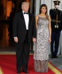 Donald Trump, Melania Trump, Emmanuel Macron, and Brigitte Macron attend a dinner at the White House