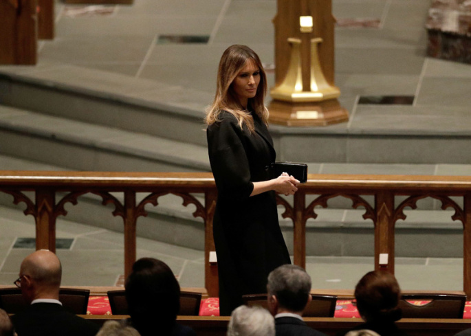 Melania TrumpFormer US first lady Barbara Bush funeral, Houston, USA - 21 Apr 2018 First Lady Melania Trump arrives at St. Martin's Episcopal Church for a funeral service for former first lady Barbara Bush,in Houston, Texas, USA, 21 April 2018. Barbara Bush, wife of the Forty First President of the United States George H. W. Bush, died at the age of 92, on 17 April 2018.