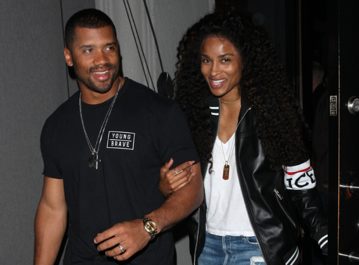 Ciara and Russell Wilson are all smiles as they leave Craig's Restaurant after having dinner in West Hollywood