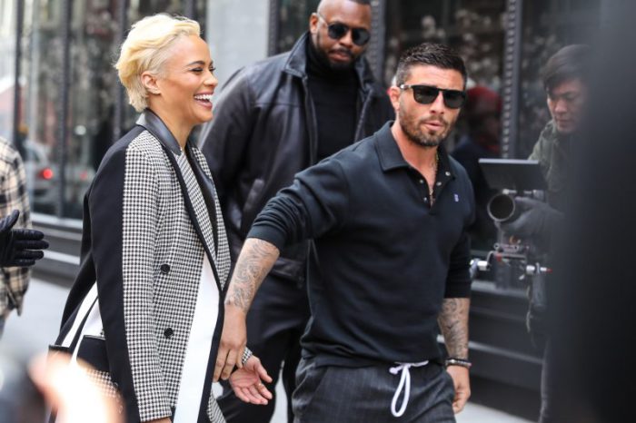 Actress Paula Patton is seen arriving at Aol Live in Soho on April 18, 2018 in New York City. 