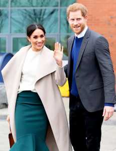 Prince Harry and Meghan Markle depart from Catalyst Inc, Northern Irelands next generation science park on March 23, 2018 in Belfast, Nothern Ireland.