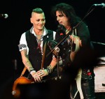 Alice Cooper, Johnny Depp, and Joe Perry of The Hollywood Vampires, live in Moscow