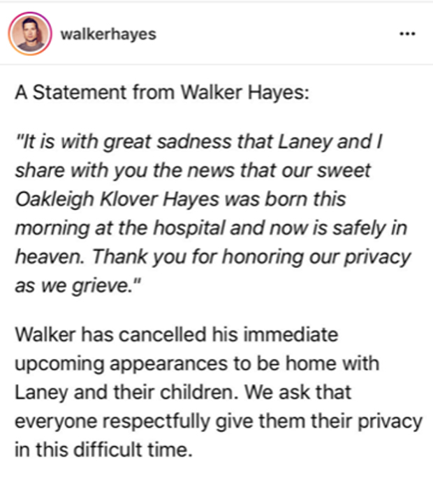 Walker Hayes Statement